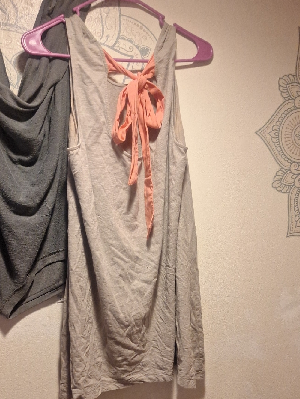 Matilda Jane Light Gray Tank with Peach Tie Back